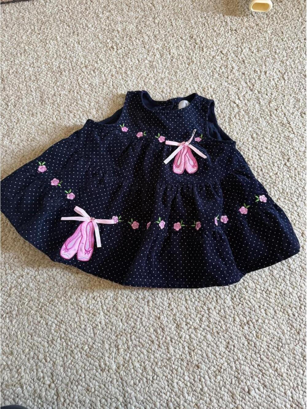 Rare Editions navy blue polka dot dress